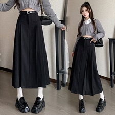 2023 autumn dress new big swing pleated cover hip leisure suit long skirt high waist in the long pleated half skirt